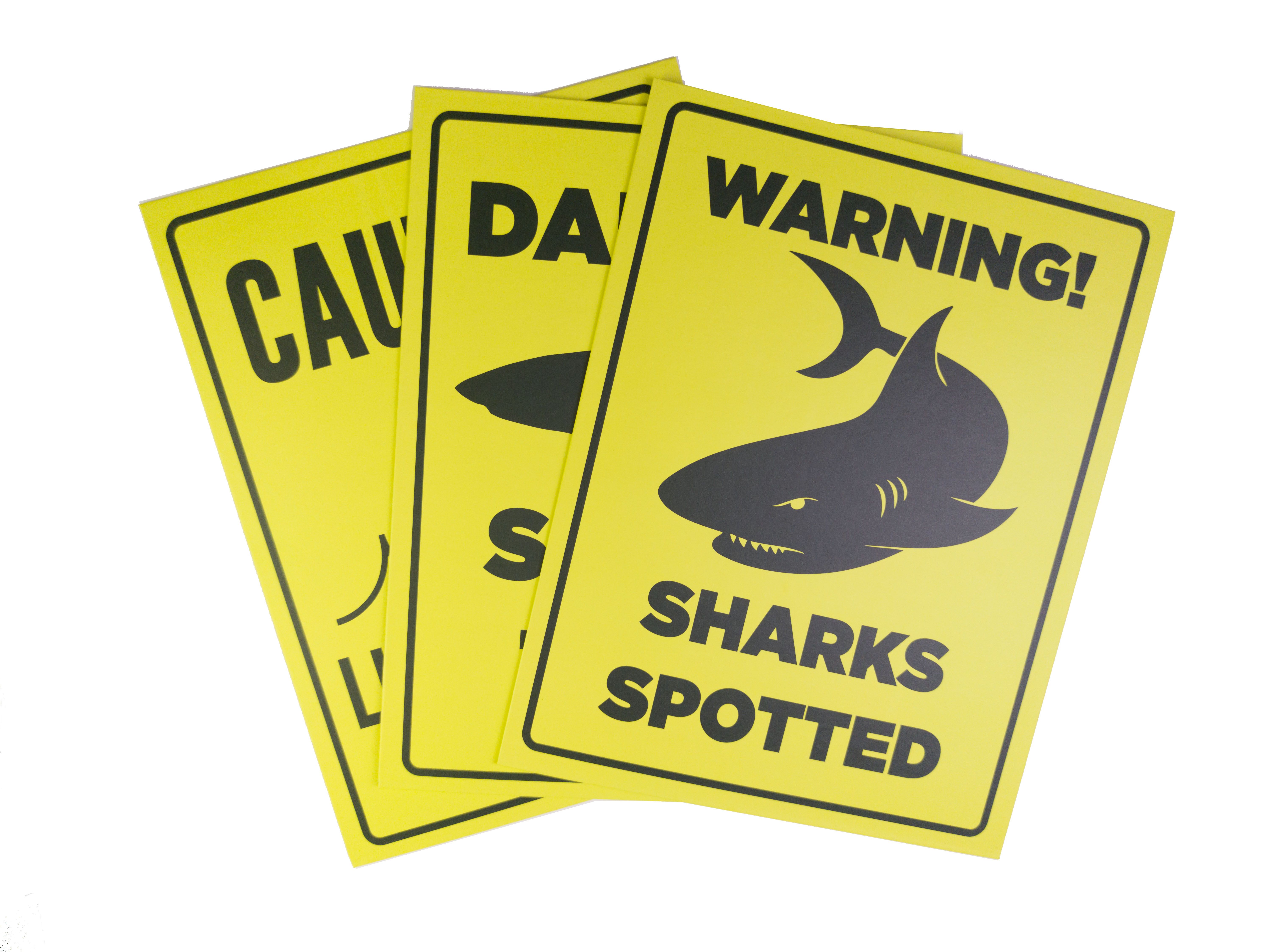 Shark Zone Party Decoration Cardboard Sign